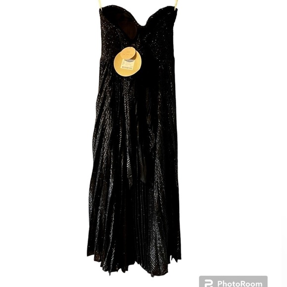 Nwt Maria Lucia Hohan Venus Strapless Metallic Plisse Midi Dress - Size 8 - Picture 9 of 16